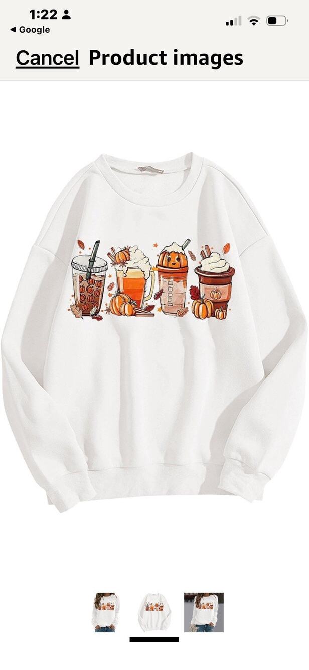 Autumn Fall Sweater Women's Size Small Halloween Latte Coffee Theme